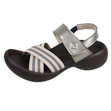 画像をギャラリービューアに読み込む, リゲッタカヌー ストライプゴムベルトベルクロサンダル RegettaCanoe LVW302 CJEG5238a レディース