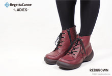 画像をギャラリービューアに読み込む, リゲッタカヌー ブーツ RegettaCanoe サイドジップ レースアップ ショート丈 エッグ ヒール 日本製 LVW128 CJES6108 レディース
