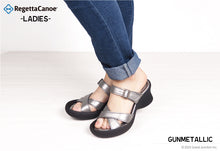 画像をギャラリービューアに読み込む, リゲッタカヌー フレンチウェッジヒール ストレッチベルトサンダル RegettaCanoe LVW452 CJFH809 レディース