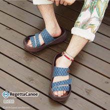 画像をギャラリービューアに読み込む, リゲッタカヌー 青海波模様 3本ベルトサンダル RegettaCanoe SMS012 CJBF5170 メンズ